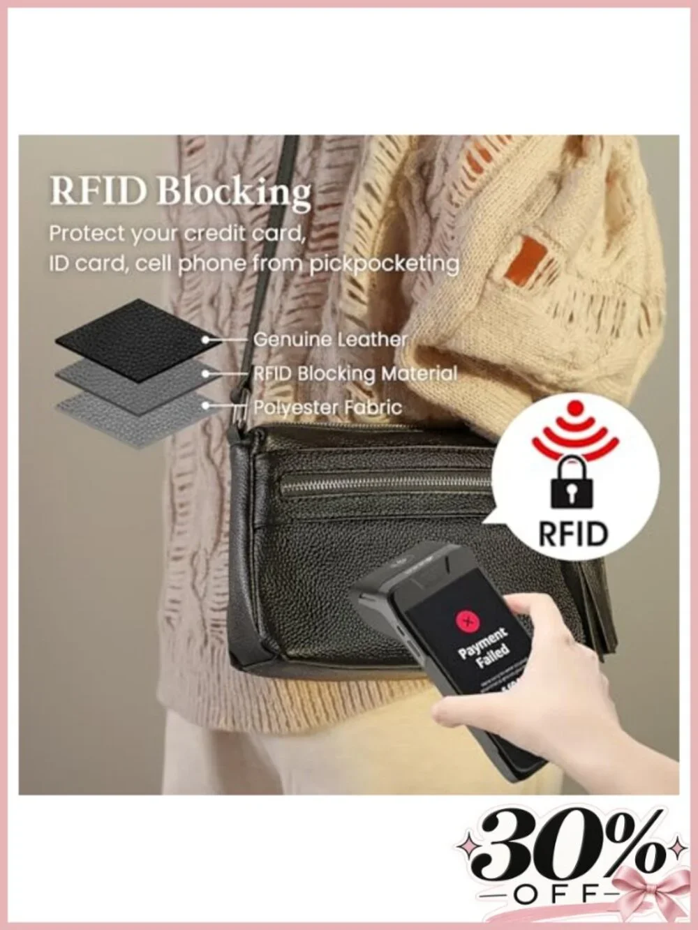 Genuine Leather Crossbody Bag RFID Small Travel Purse